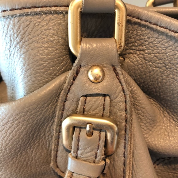 100% grey leather drawstring tote - Picture 3 of 11